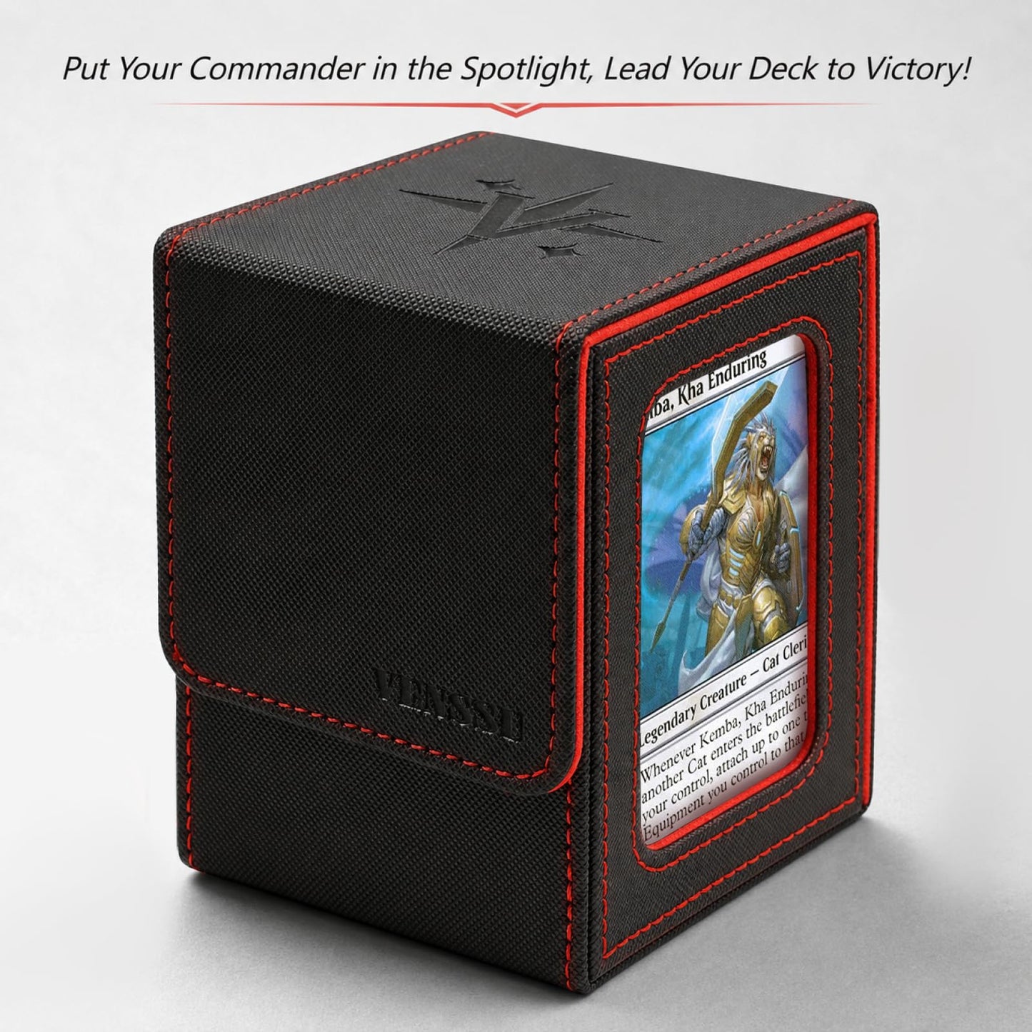 Venssu MTG Deck Box for Commander Display,Card Deck Box Fits 100 Double Sleeved Cards, TCG Card Storage Box with 2 Dividers and 1 Toploader