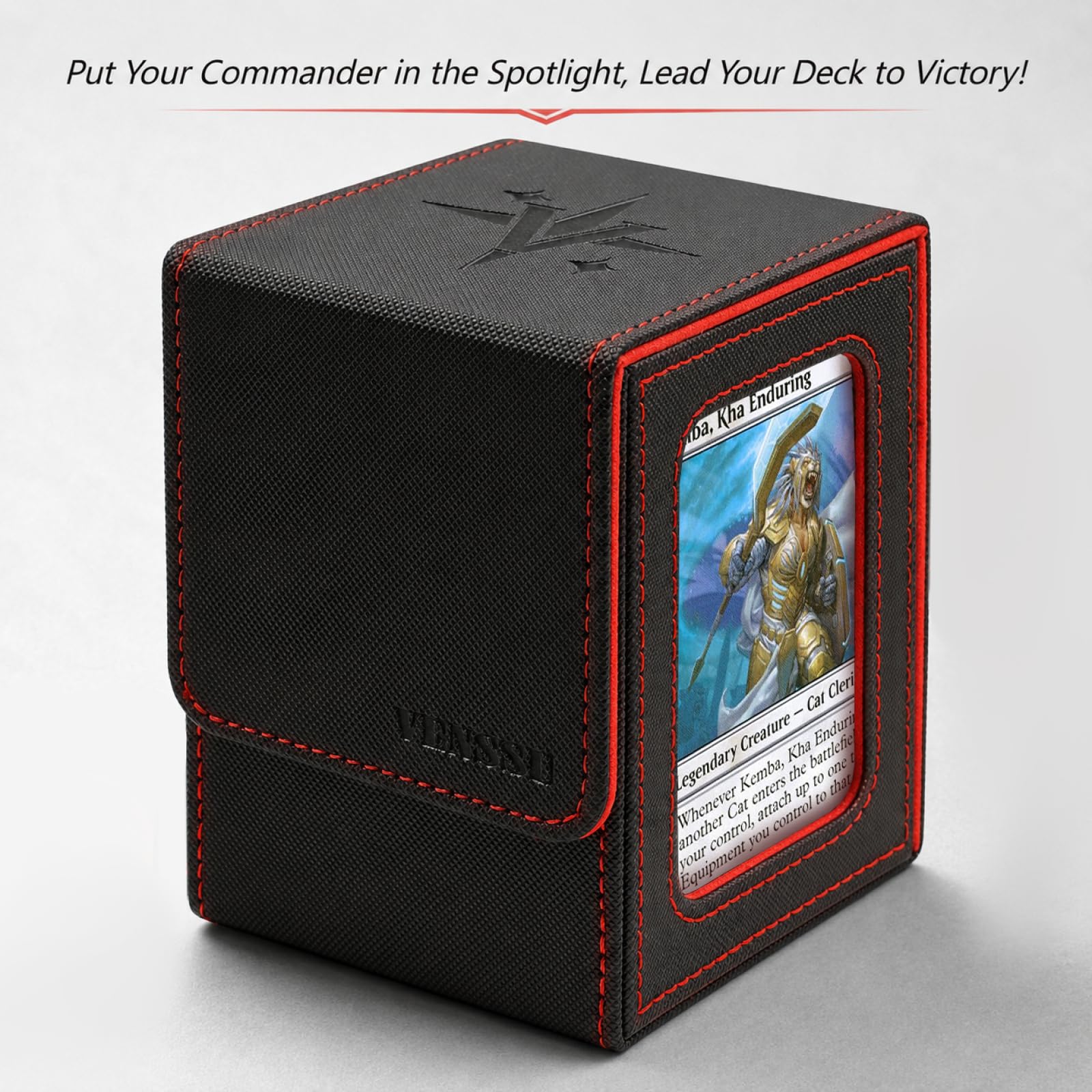 Venssu MTG Deck Box for Commander Display,Card Deck Box Fits 100 Double Sleeved Cards, TCG Card Storage Box with 2 Dividers and 1 Toploader
