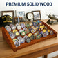 ASmileIndeep 12 Rows Solid Wood Military Challenge Coin Display Stand Holds 90-100 Coins Army Coin Holder Display Police Coin Rack for Countertop