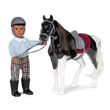 Lori - Mini Boy Doll & Toy Horse - 6-Inch Doll & Black Pinto Horse - Set with Clothes, Animal & Accessories - Playset for Kids - 3+ Years- Landon &