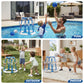 HYES 2 in 1 Pool Basketball Hoop, Floating Pool Toys, Blue