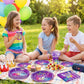 Elzoviran 168pcs Birthday Party Plates Napkins Purple Magical Music Party Supplies Disposable Tableware Set Dance Birthday Decorations for Girls Serve