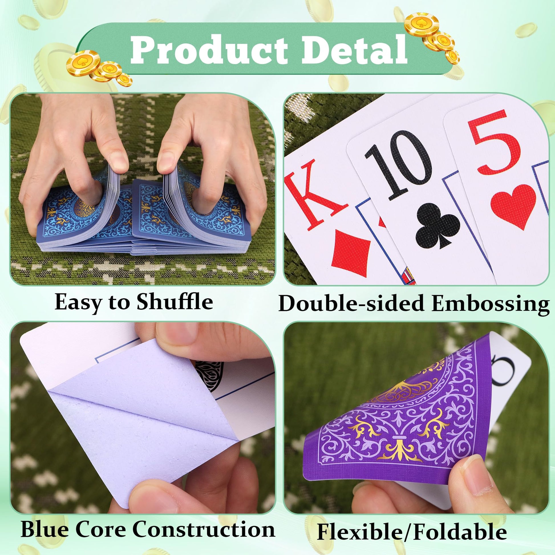 Playing Cards 2 Pack, Deck of Cards, Large Print Playing Cards, Easy to Shuffle, Premium Poker Cards for Card Games Family Game Night Table Magic
