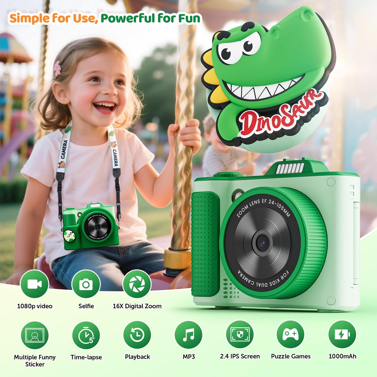 Kids Digital Camera for Girls Boys Age 3-10, My First Camera, 1080P HD Video, Toddler Camera Easy to Use, Shockproof Durable, Toys Gift for Kids
