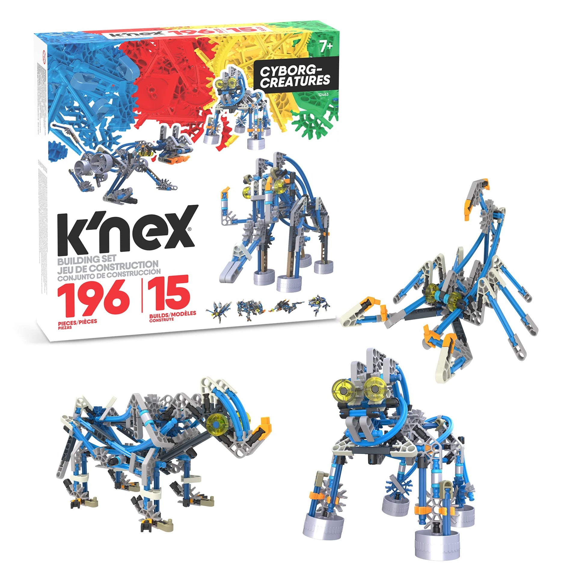Basic Fun K'NEX | Cyborg Creatures 15 Model | Educational Toys for Boys and Girls, 196 Piece Stem Learning Kit, Engineering for Kids, Fun Colourful