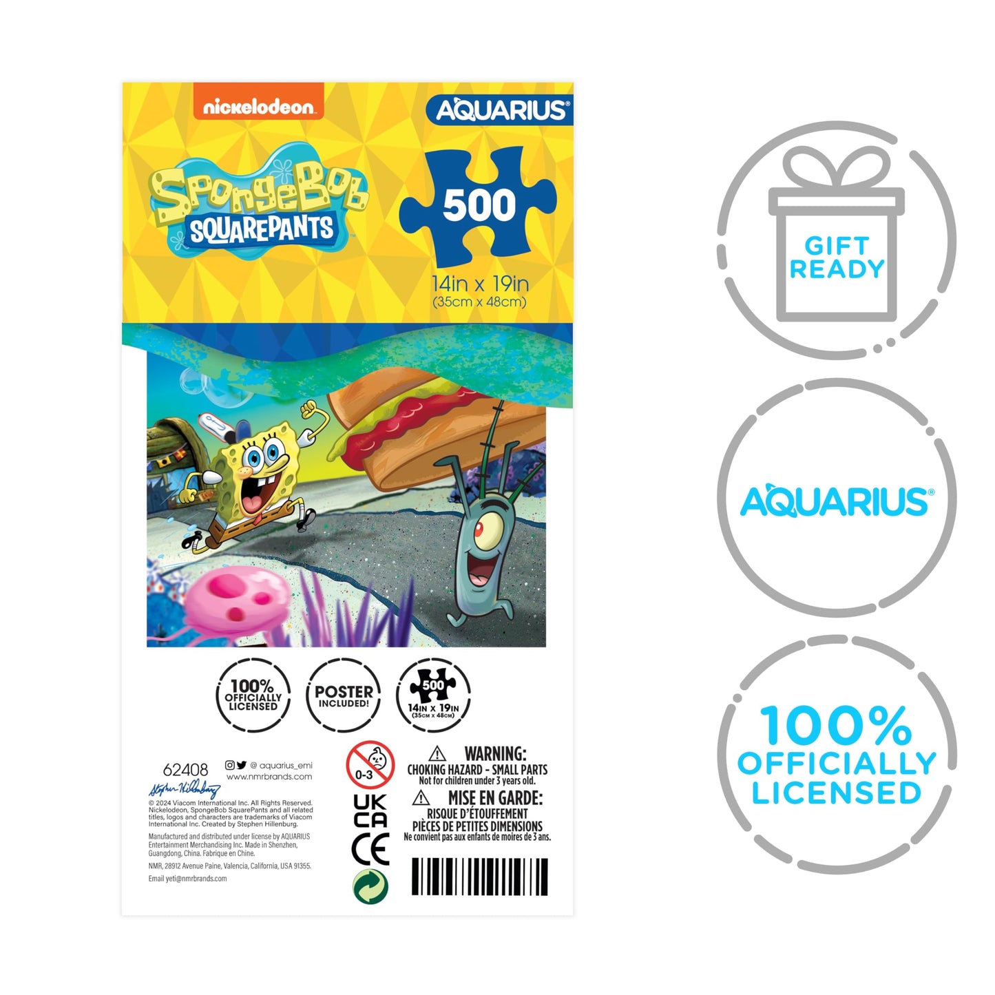 Aquarius Spongebob Plankton 500 Piece Jigsaw Puzzle for Adults and Teens - Spongebob Squarepants Merchandise 14"x19" Collectible Merchandise Gift