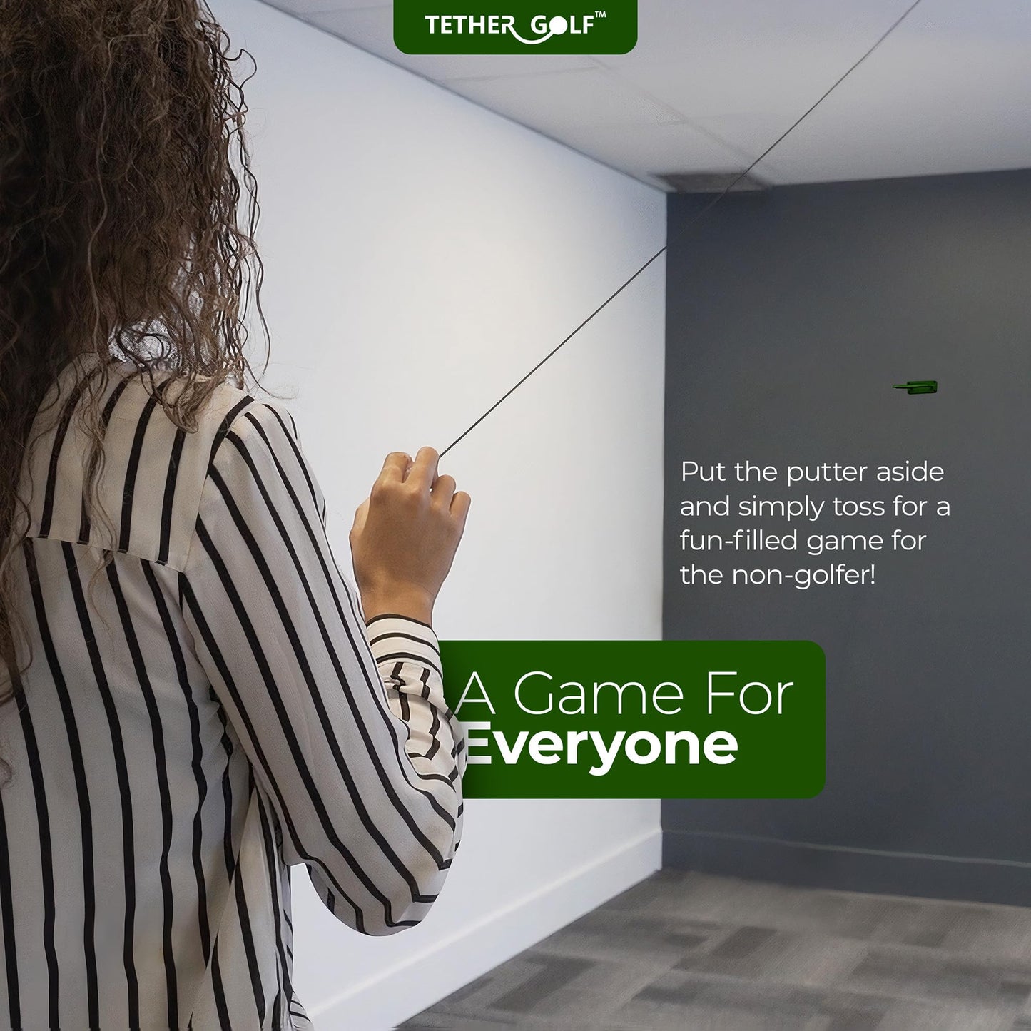 Tether Golf Mini Indoor & Outdoor Golf Game - Unique Golf Game for the Whole Family to Enjoy - Use Your Favorite Putter or Toss by Hand to Score