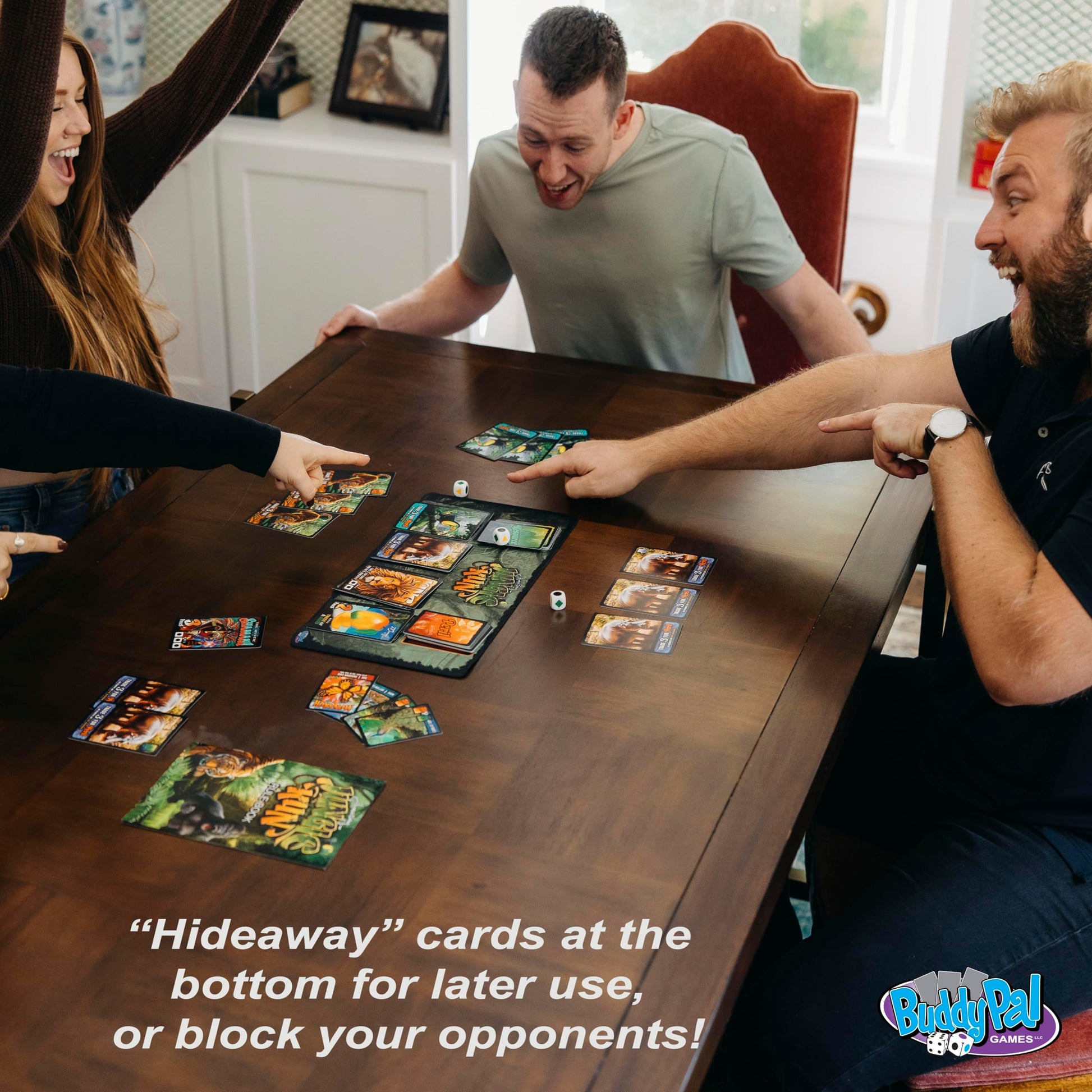 Buddypalgames Amazing Jungle Run Card & Dice Game with Playmat. 1 to 4 Players, 12 and up.