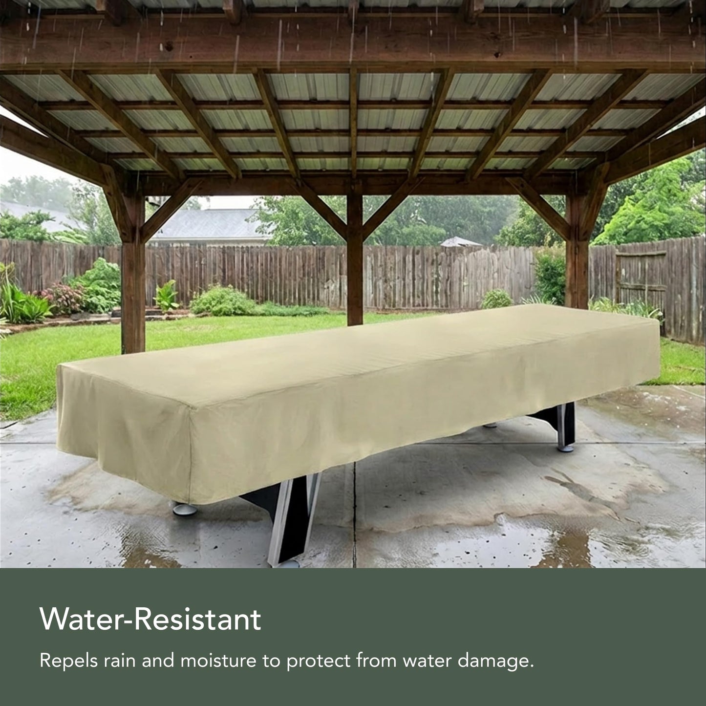 Covermates Elite 12FT Shuffleboard Table Cover - Water-Resistant All-Weather Protector with Buckle Straps & Touch Fastener Closure, Heavy-Duty