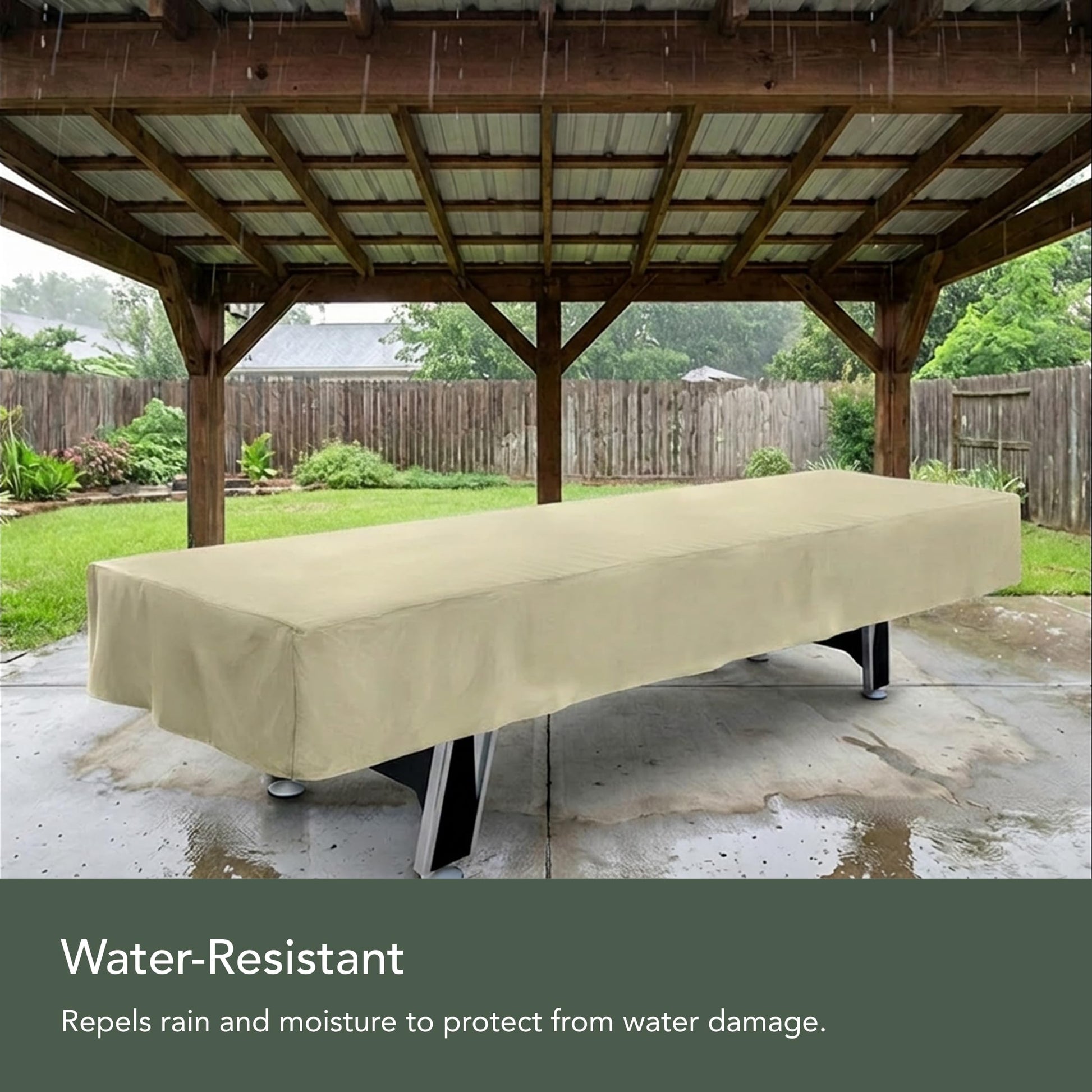 Covermates Elite 12FT Shuffleboard Table Cover - Water-Resistant All-Weather Protector with Buckle Straps & Touch Fastener Closure, Heavy-Duty