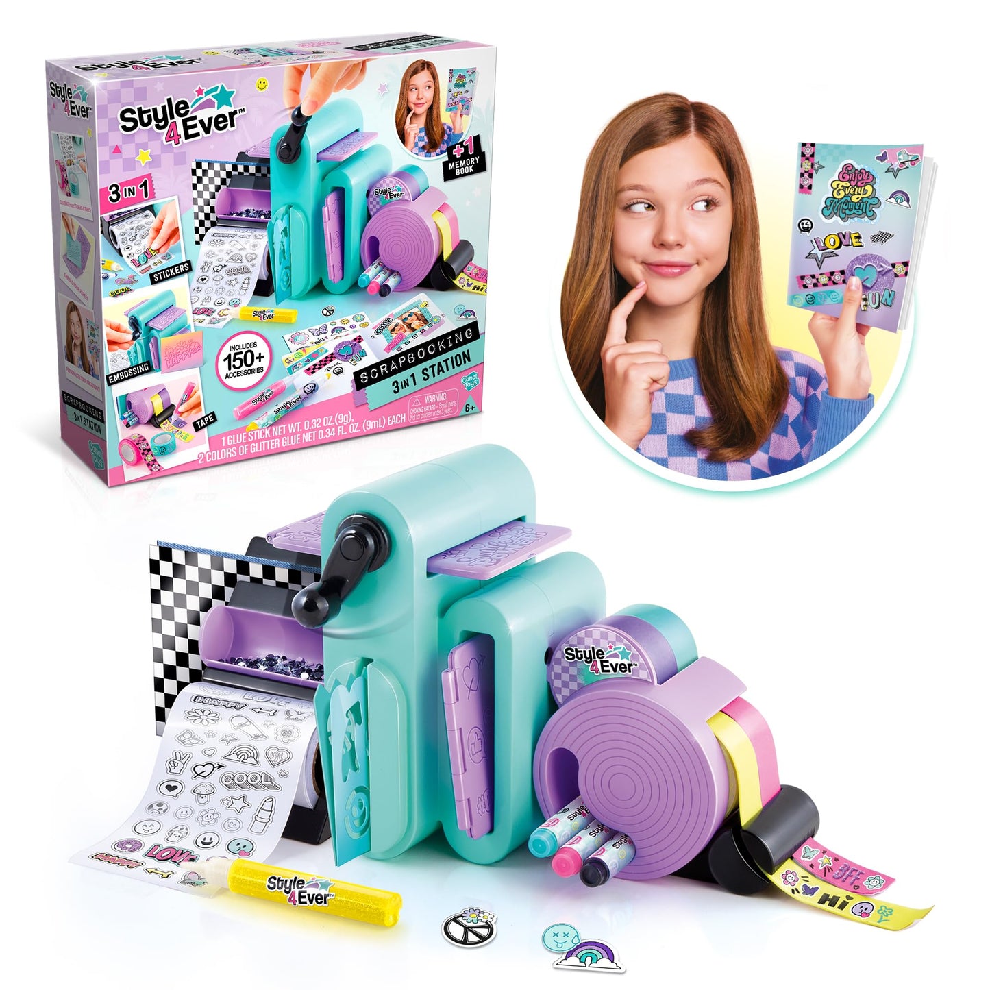 Canal Toys Style 4 Ever Scrapbooking Station; Unique 3-in-1 Scrapbooking Station That Includes Embossing Machine, Tape/Sticker Dispensers, Over 150