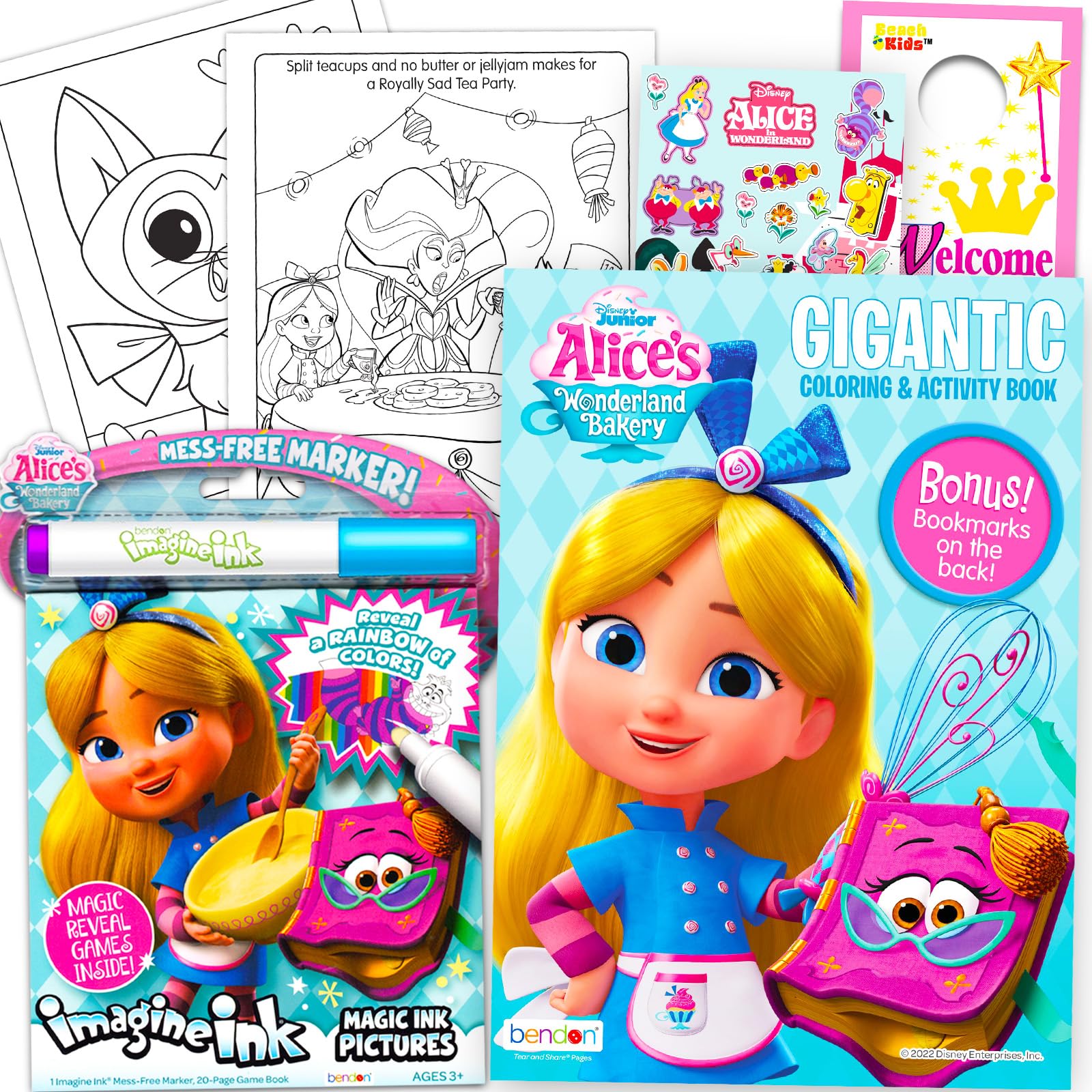 Alice's Wonderland Bakery Coloring Book Super Set for Kids - Bundle with 3 Alice in Wonderland Activity Books with Stickers, Games, Puzzles, and More