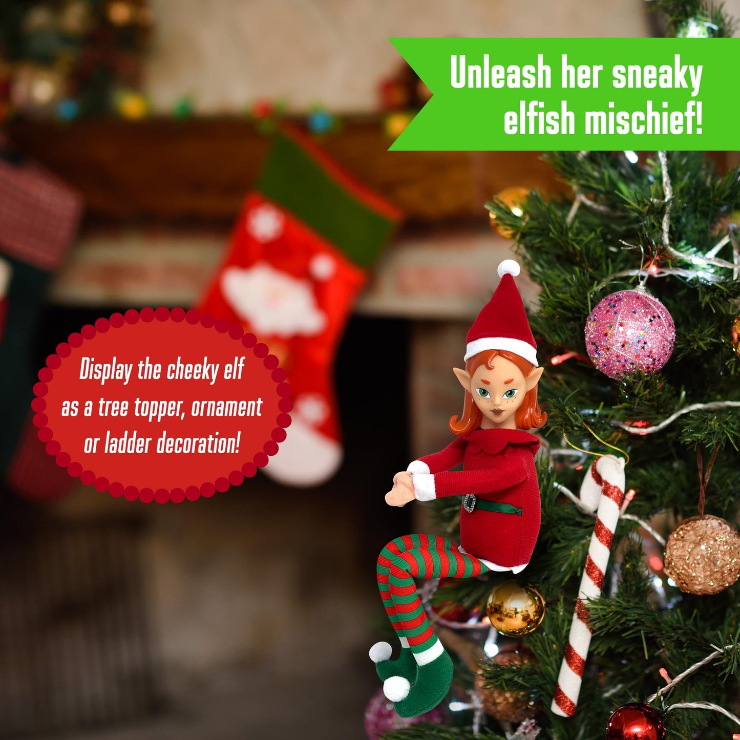 The Original Elf 12" Plush Christmas Elf Doll - Poseable Shelf Sitter with Flexible Dangling Legs - Perfect for Christmas Decorations, Toy Elf