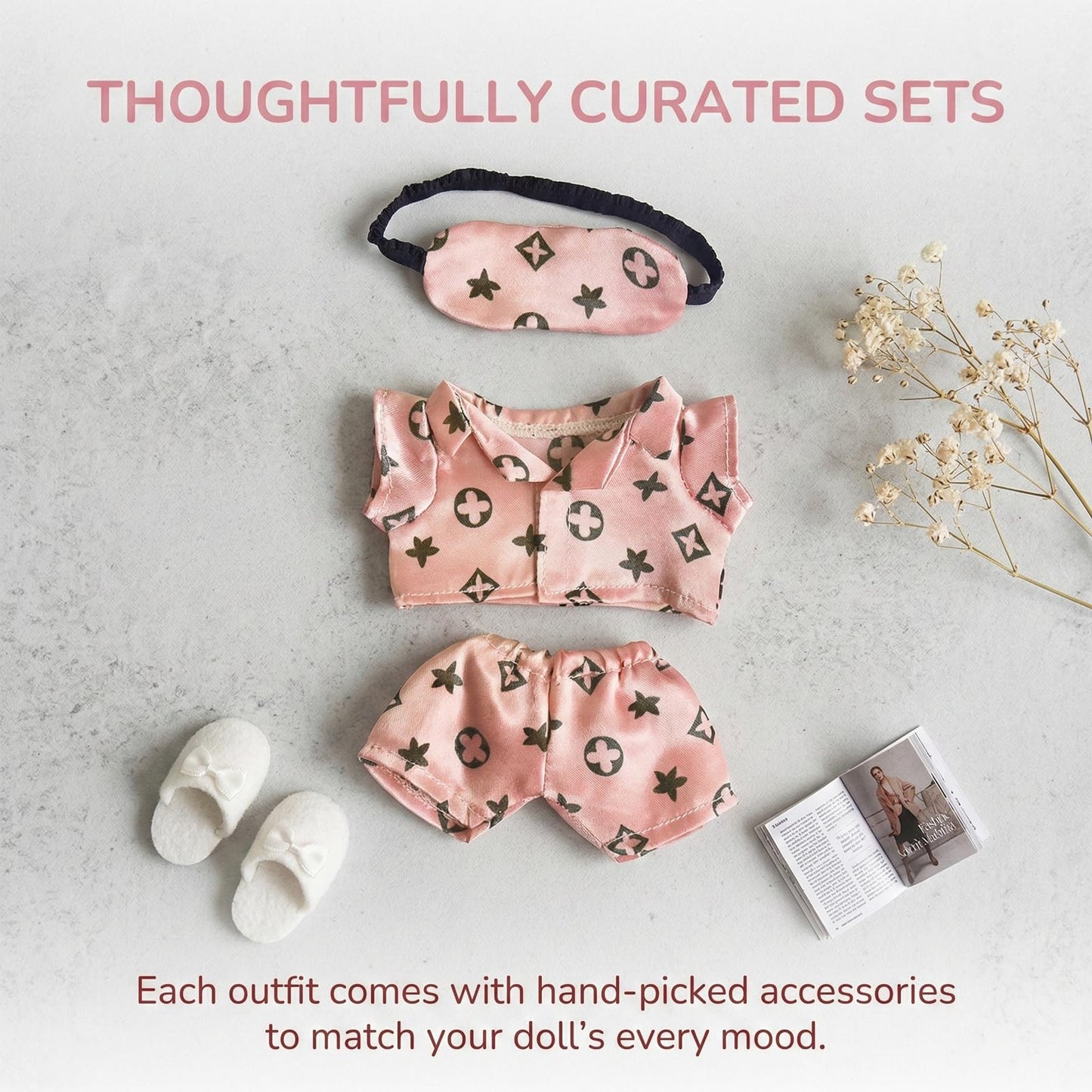 Pink Dolls Clothes Compatable with Labubu(NO Doll), 17cm Dolls Cute Outfit Accessories, Small Labubu Clothes Set for Doll, Gift for Women
