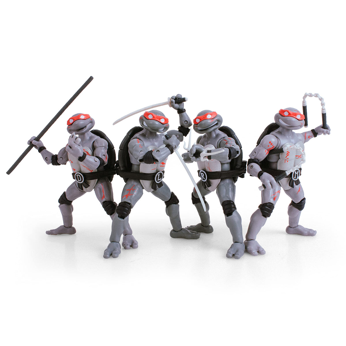 Teenage Mutant Ninja Turtles BST AXN Battle Damaged 5-inch Action Figure 4-Pack in Pizza Box Packaging