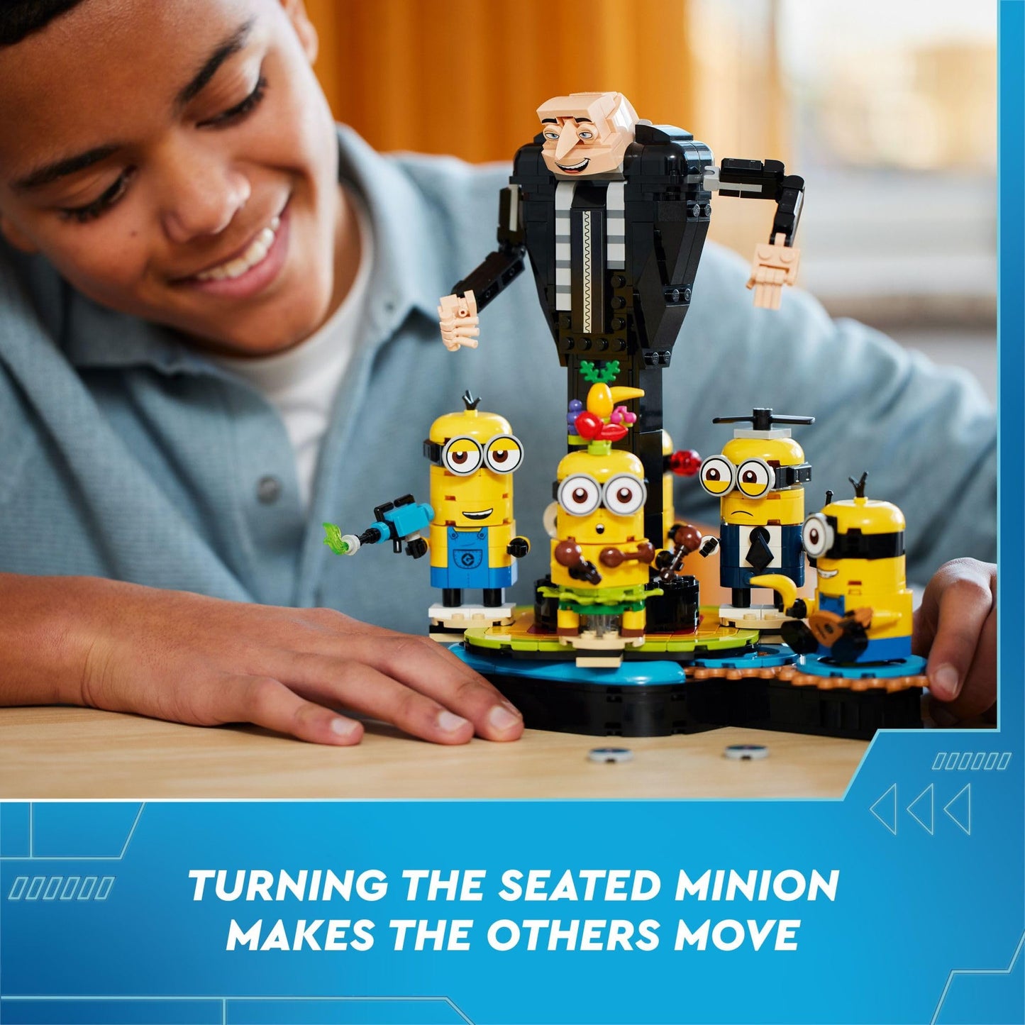 LEGO Despicable Me 4 Brick-Built Gru and Minions Figure, Buildable Minions Toy for Kids, Dancing Despicable Me Toy Figures Playset, Play-and-Display