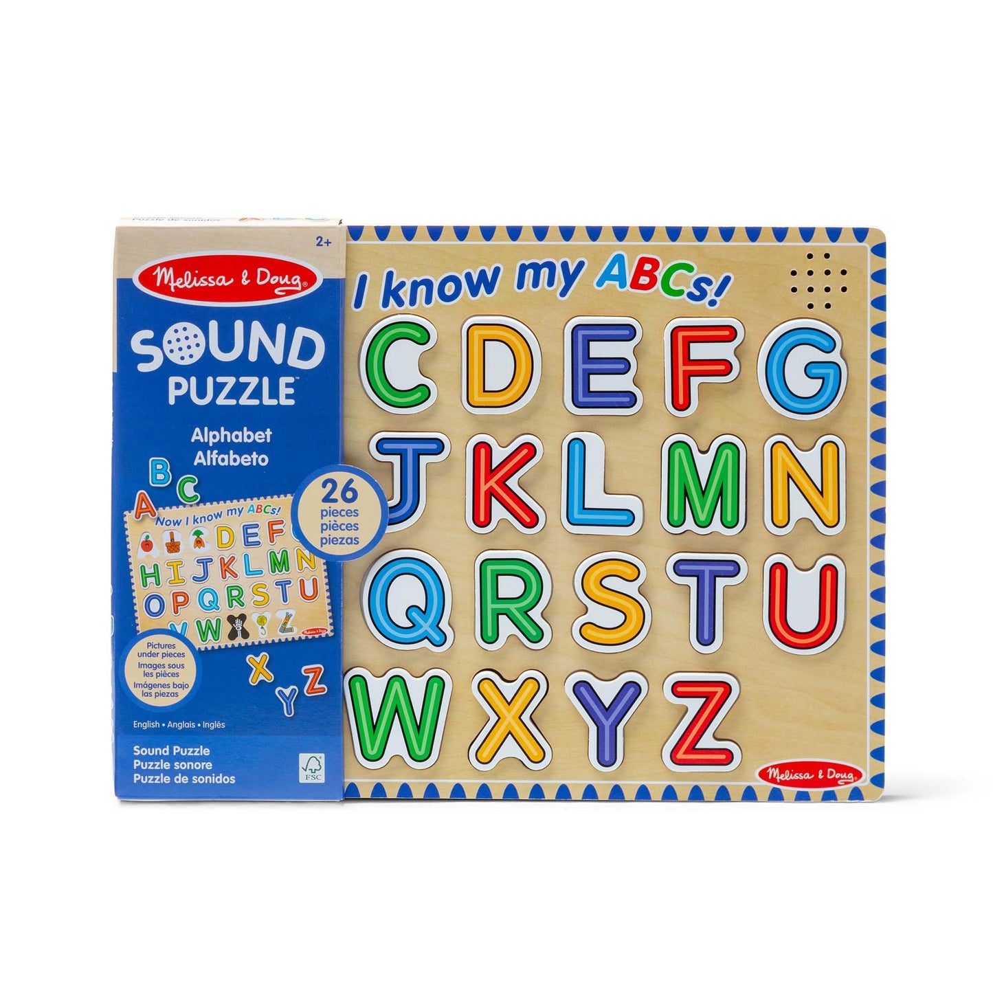 Melissa & Doug Wooden Alphabet Sound Puzzle - Wooden Puzzle with Sound Effects (26 pcs) - FSC Certified
