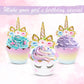 ecoZen Unicorn Cupcake Toppers and Wrappers Decorations, Reversible Rainbow Cupcake Liners with Unicorn Toppers, Cute Decorating Supplies for Girl