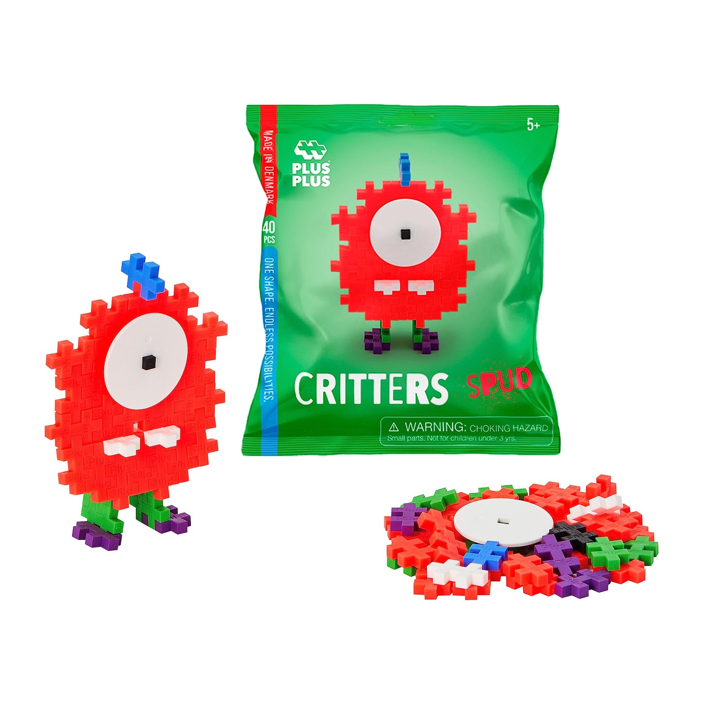 PLUS PLUS Critter Fun Pack, Original - 3D Puzzle Building Block Set, 160 Mini Interlocking Pieces, Fun Activities for Kids