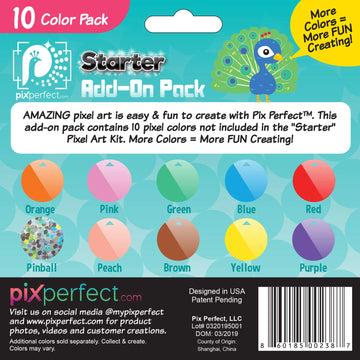 Pix Perfect 10 Color Add-On Accessory Pack - Refill for 8 Color Starter Pixel Art Kit