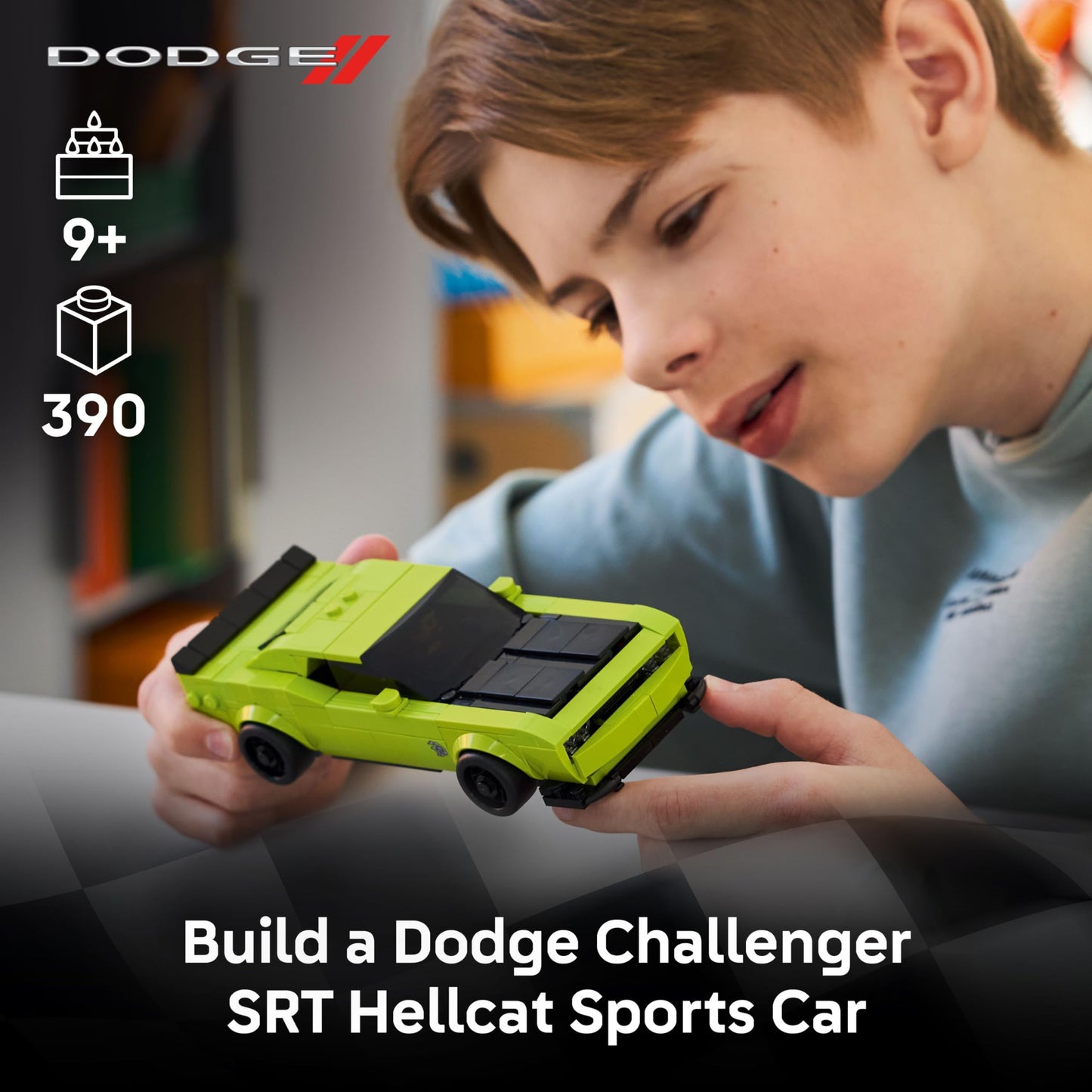 LEGO Speed Champions Dodge Challenger SRT Hellcat Sports Car Toy - Building Set for Learning, Play and Display - Kids Toy for Boys and Girls, Ages 9+