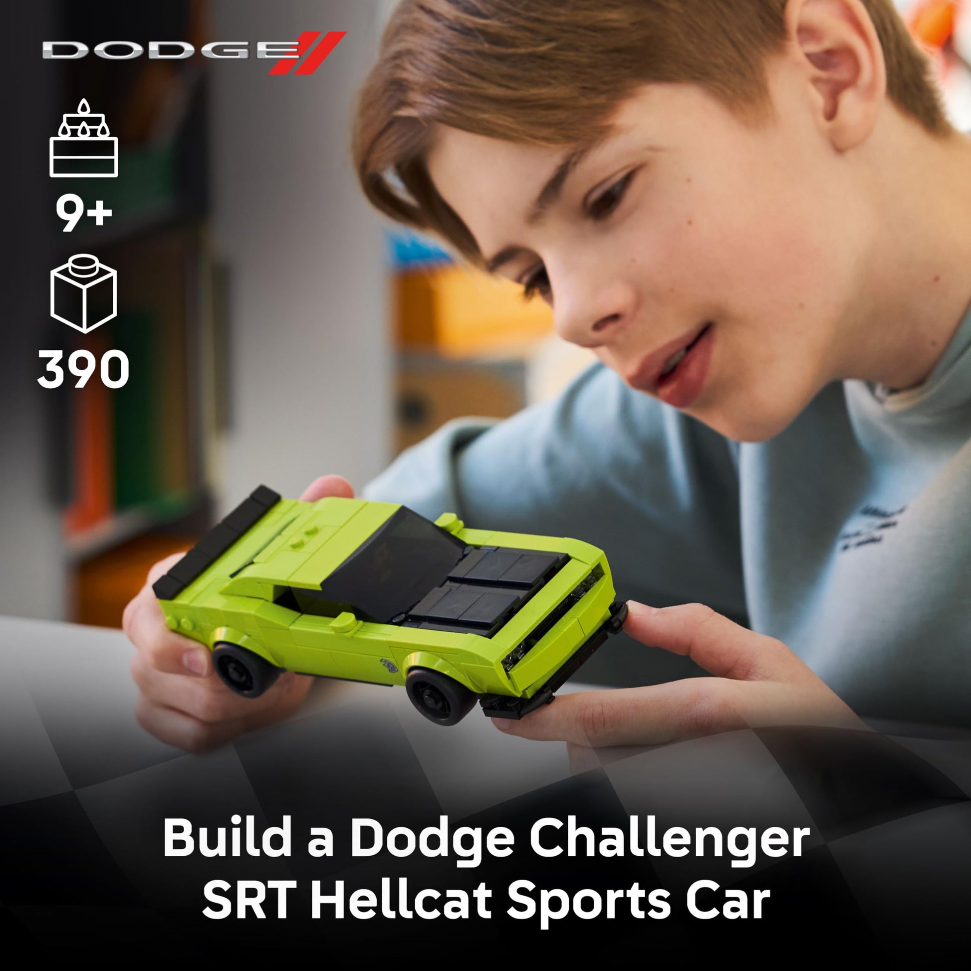 LEGO Speed Champions Dodge Challenger SRT Hellcat Sports Car Toy - Building Set for Learning, Play and Display - Kids Toy for Boys and Girls, Ages 9+