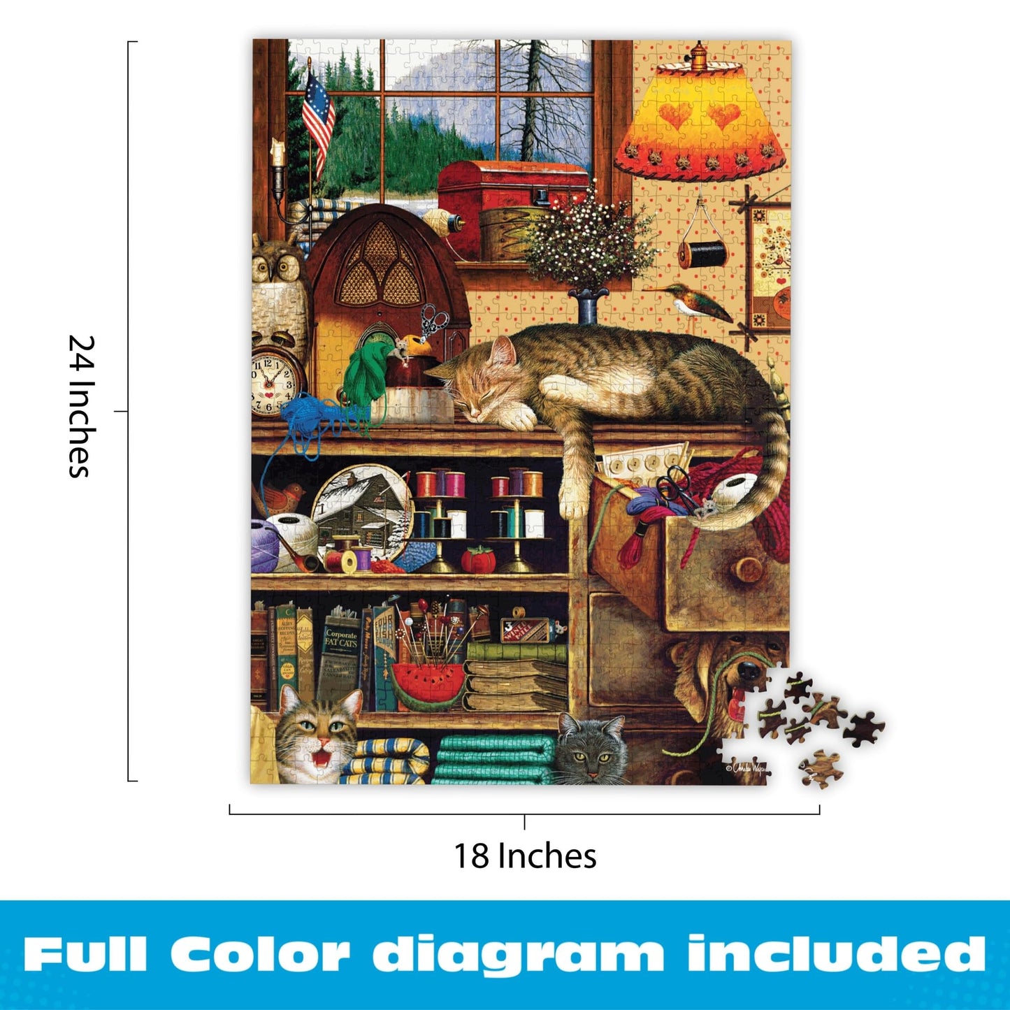 Buffalo Games - Charles Wysocki Yarn Duty - 750 Piece Puzzle for Adults