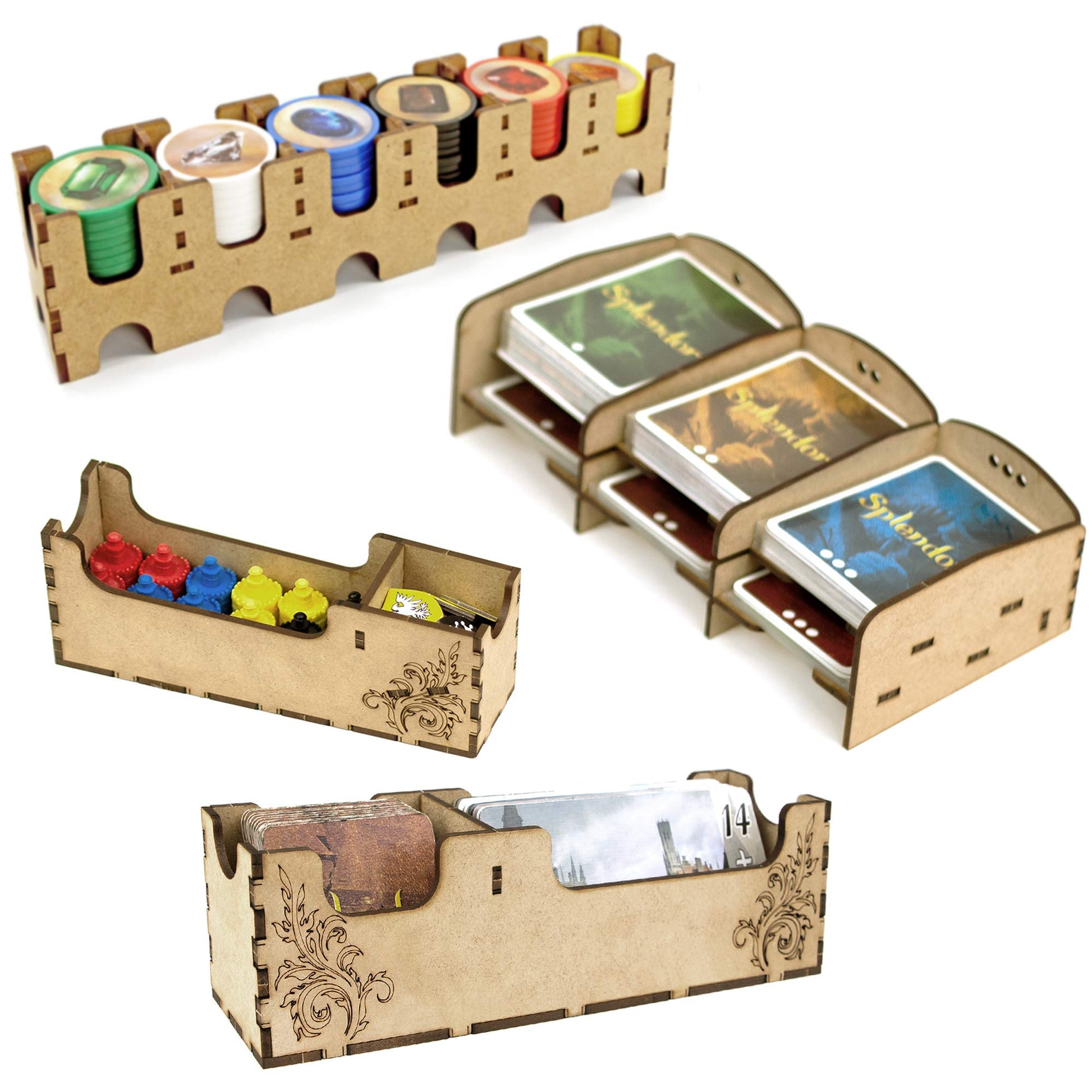 TowerRex Organizer for Splendor Board Game and Cities of Splendor Expansion, Storage Insert, Accessories Upgrade