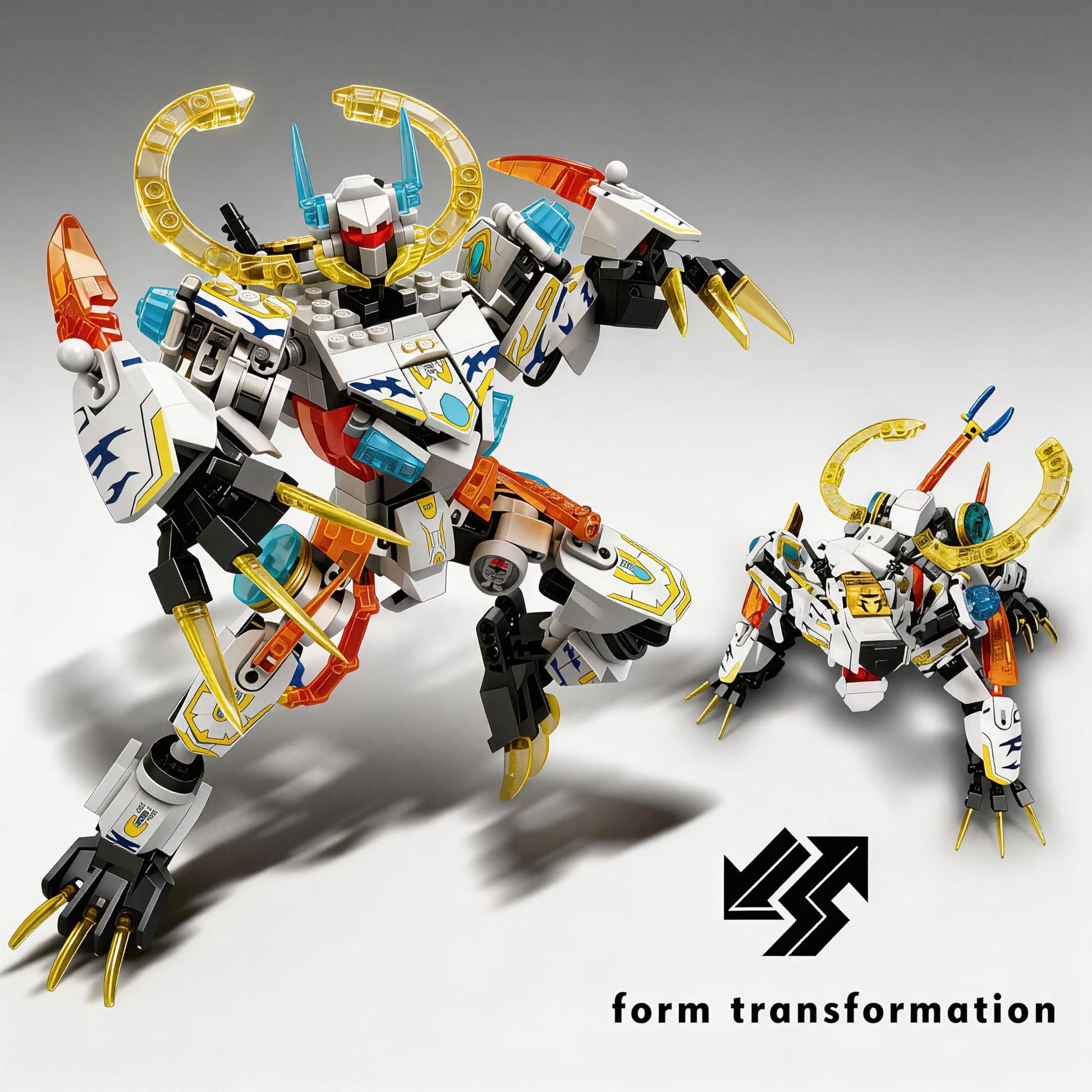 kececo Mech Building Blocks Action Figure Toys, 2in1 White Tiger Transforming Robot Building Set, Converts to Tiger Model, for Adults Kids Boys Ages