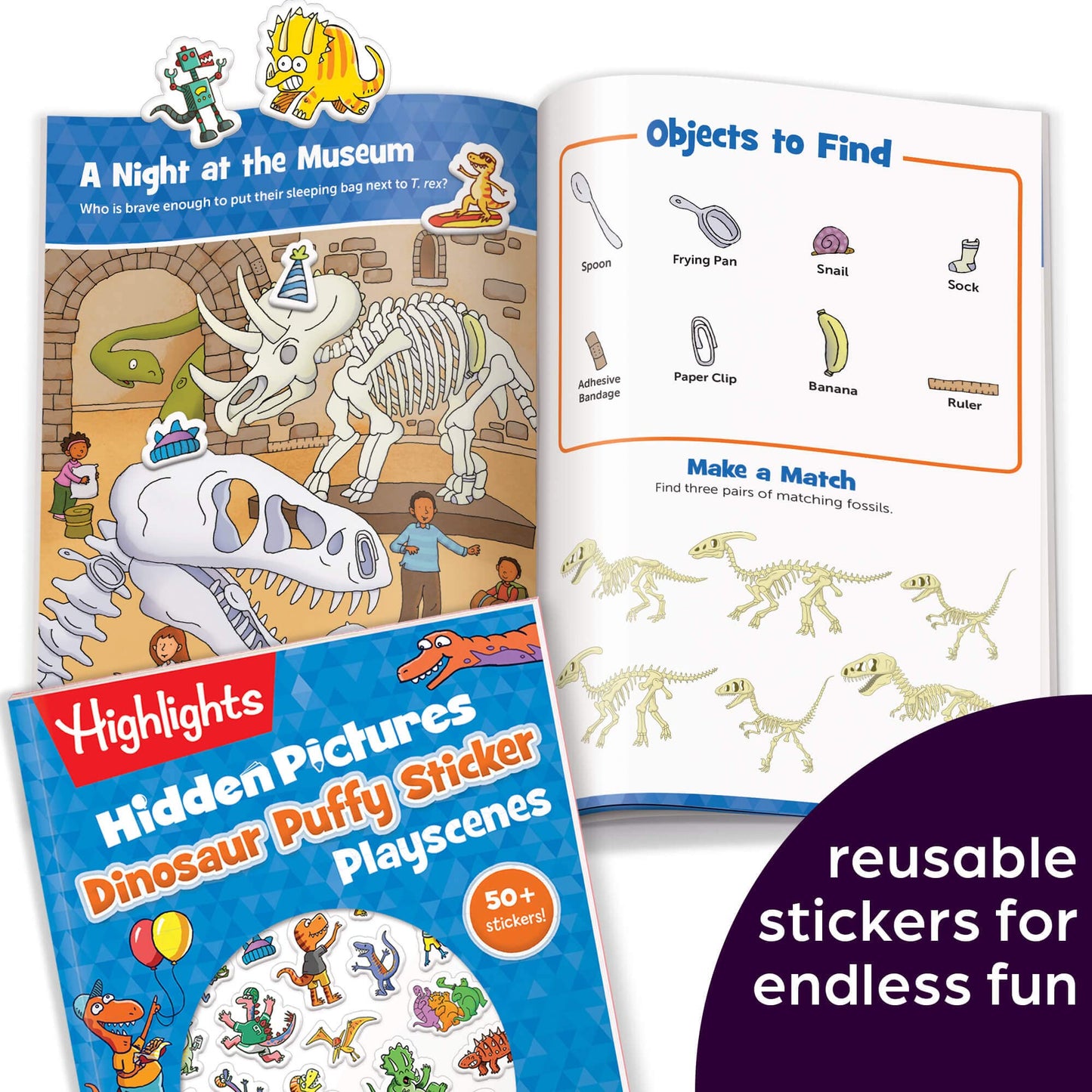 Highlights for Children Hidden Pictures Puffy Sticker Playscenes Collection, 4 Set of Sticker Books for Kids Ages 3-6, Includes Unicorn, Dinosaur