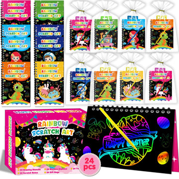 Elfew 24 Pack Scratch Art Party Favors for Kids 4-8 8-12