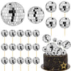 21 PCS DIY Disco Ball Cupcake Toppers Reflective Mirror Ball Cake Decorations for Disco Theme Party Ornament 0.79in 1.18in 1.97in 2.76in
