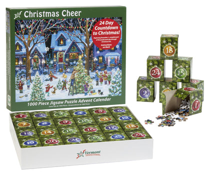 Advent Calendar Jigsaw Puzzle 1000 Pieces - Christmas Cheer by Vermont Christmas Company - Count Down to Christmas Jigsaw Puzzle - Use Year After Year