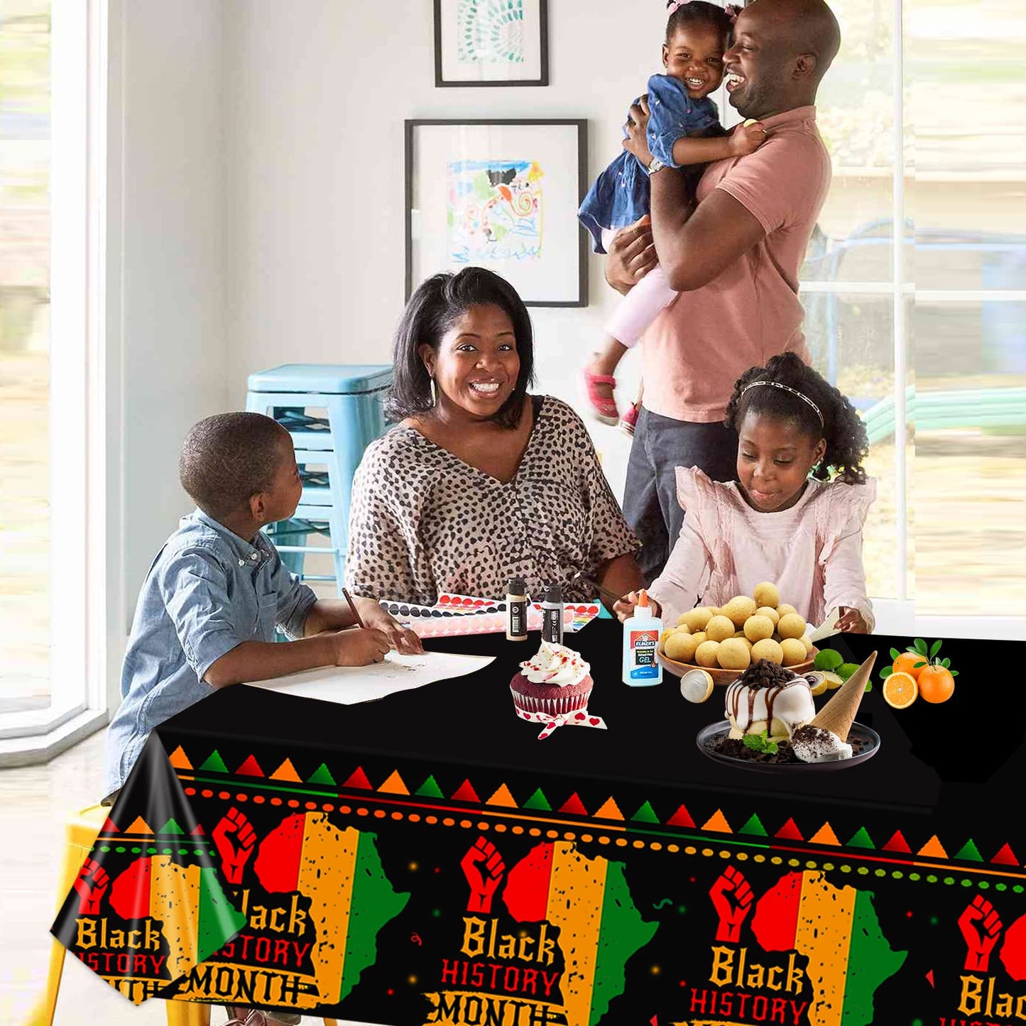 Ertyjikg 3 Pack Black History Month Tablecloths Plastic Disposable Rectangular Tablecloths for African American Heritage Festival Party Dining