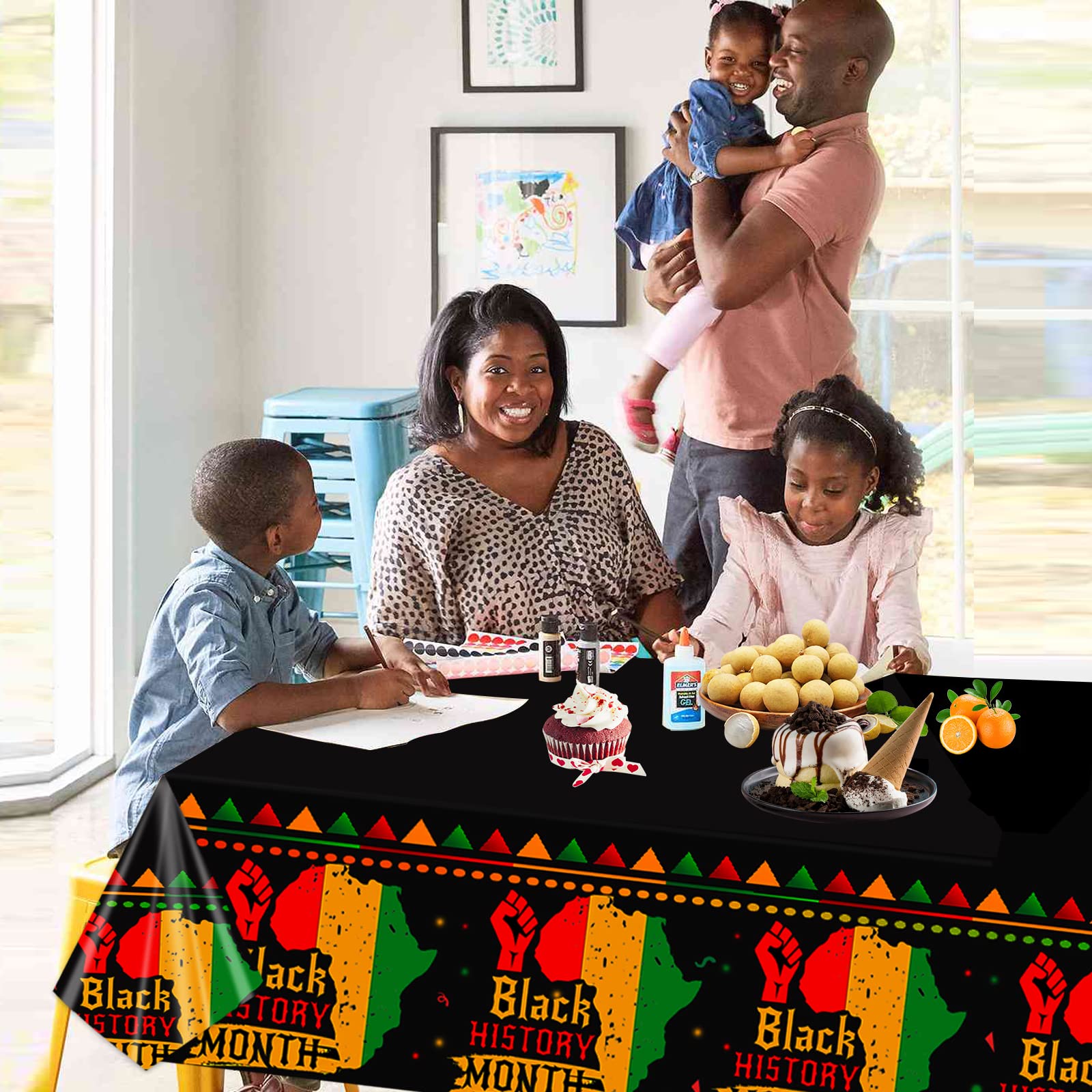 Ertyjikg 3 Pack Black History Month Tablecloths Plastic Disposable Rectangular Tablecloths for African American Heritage Festival Party Dining