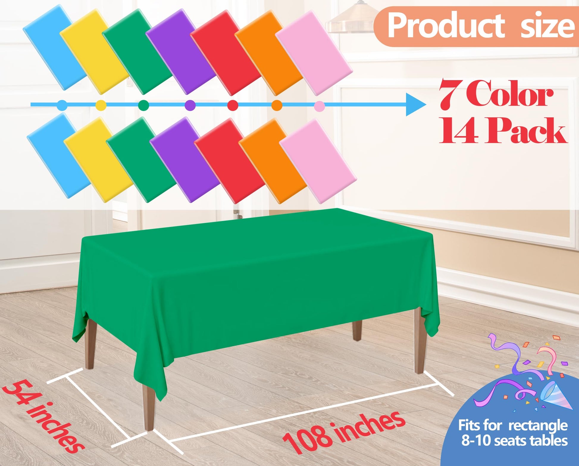 CUUSNNY 14 Packs Disposable Rectangle Plastic Tablecloths, 54x108 Inch