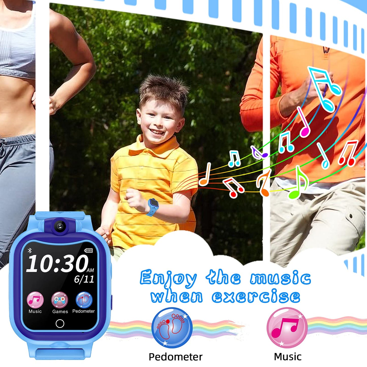 GYET Kids Smart Watch Boys 3-10 Year,Touchscreen Children Digital Watch with Camera Mp3 Pedometer Games Boys Watches Toys Christmas Birthday Gifts