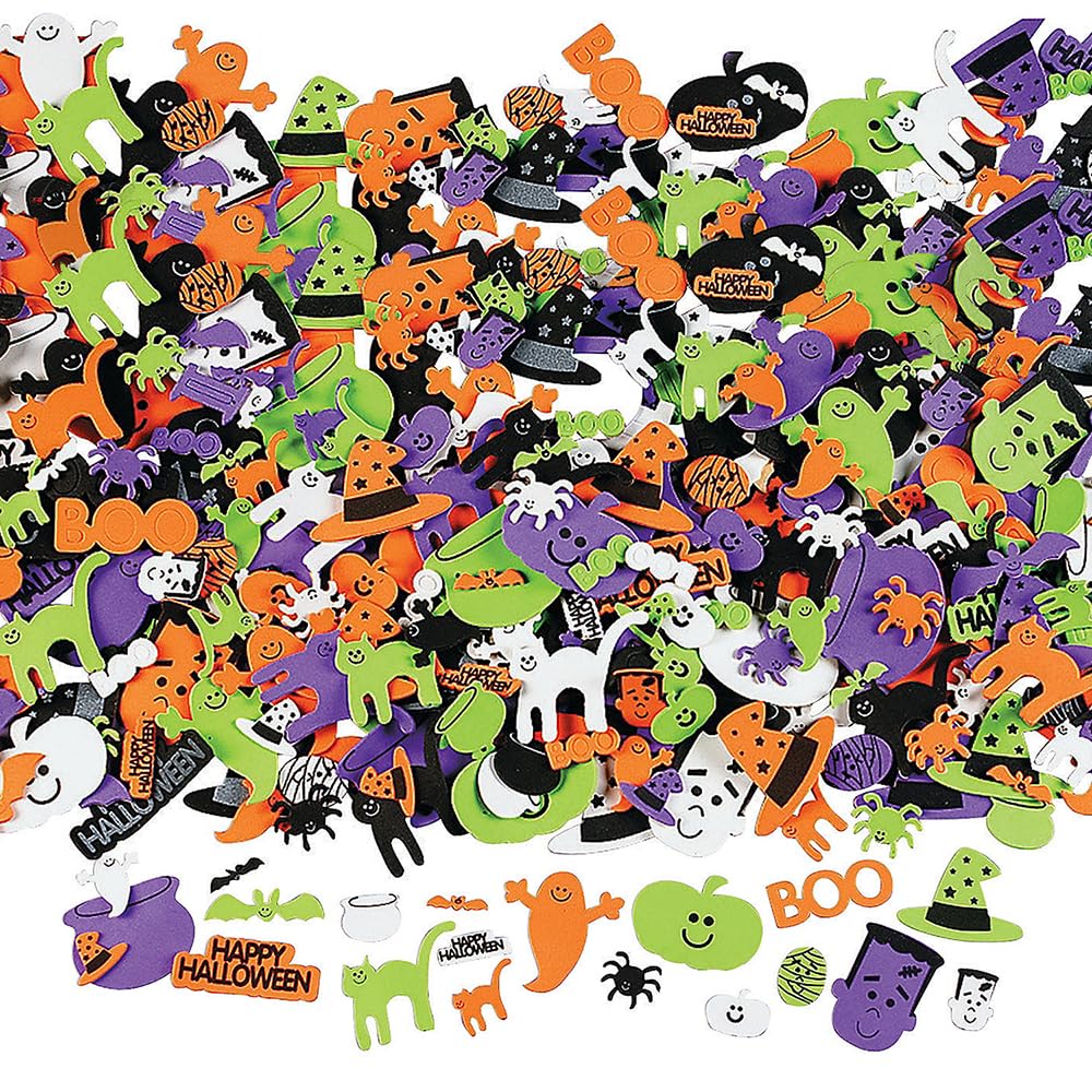 OTC 500 Assorted Halloween Foam Craft Stickers - Self Adhesive Shapes