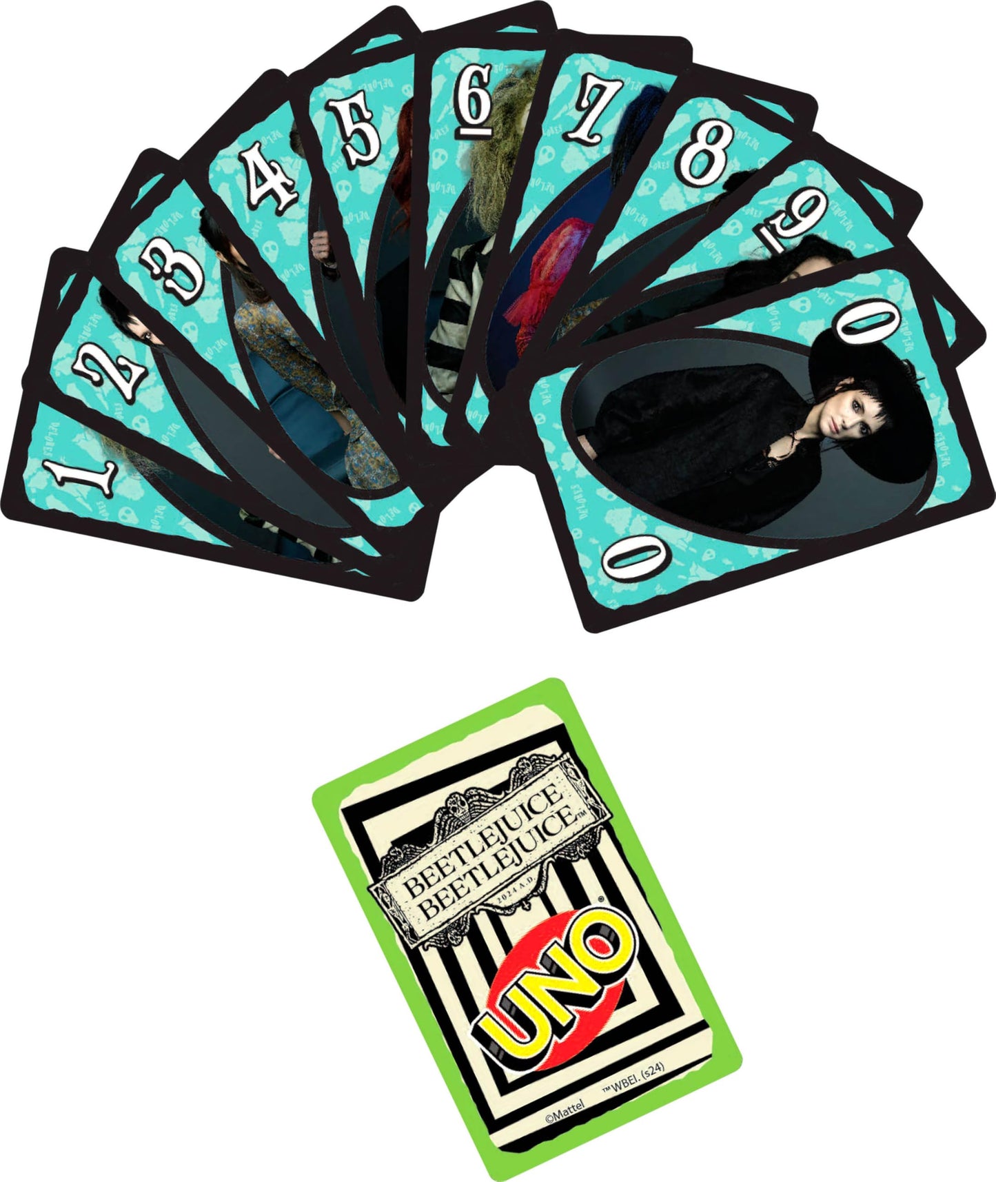 Mattel Games UNO Beetlejuice Beetlejuice Card Game for Kids, Adults & Family with Deck & Special Rule Inspired by The Movie