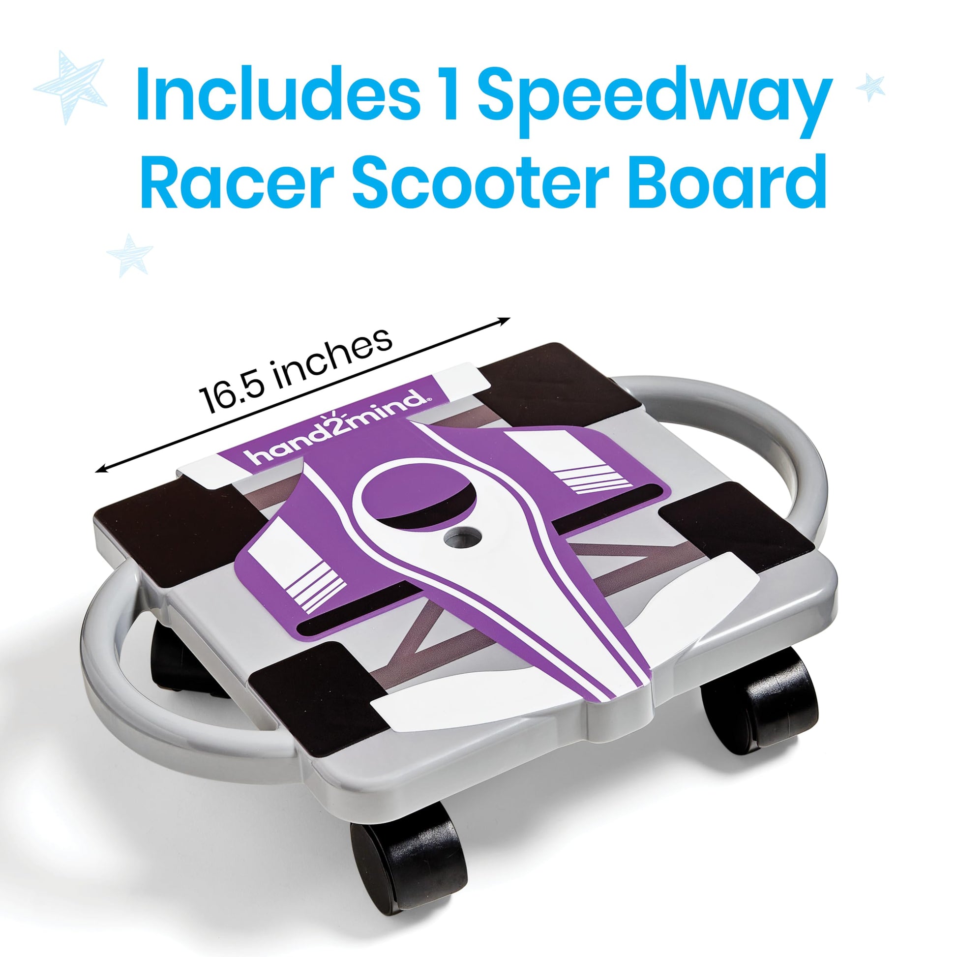 hand2mind Purple Speedway Racer Scooter Board, Gross Motor Toys, Ages 5+