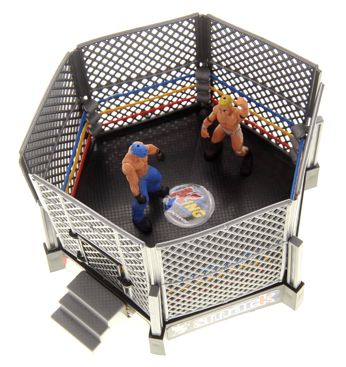 PowerTRC 32 Pcs Wrestling Toys for Kids, Wrestler Play Set with 2 Wrestle Rings Style, 12 Super Wrestlers, Many Realistic Accessories, Toy Figures