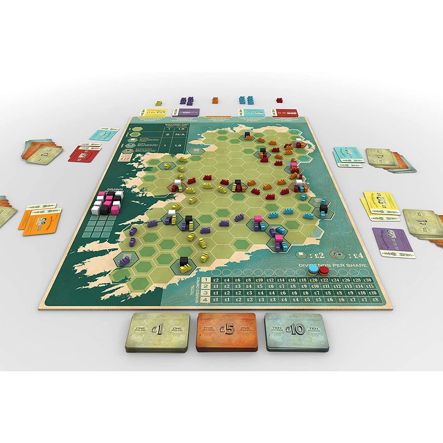 Capstone Games Irish Gauge Strategy Board Game for Ages 15+ | Economic Railroad Investment with Auction Bidding and Shareholding, Route Expansion
