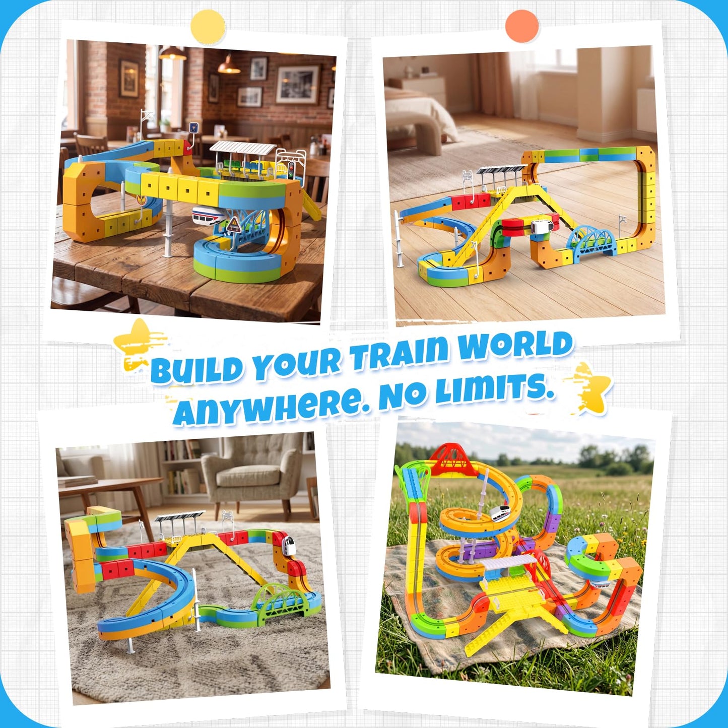 Infini Track Helixo Edition: 112 Pcs Electric Train Set with 3D Cube Tracks, Spiral Ramp & Gravity Seesaw, Creative STEM Building Block Train Toys