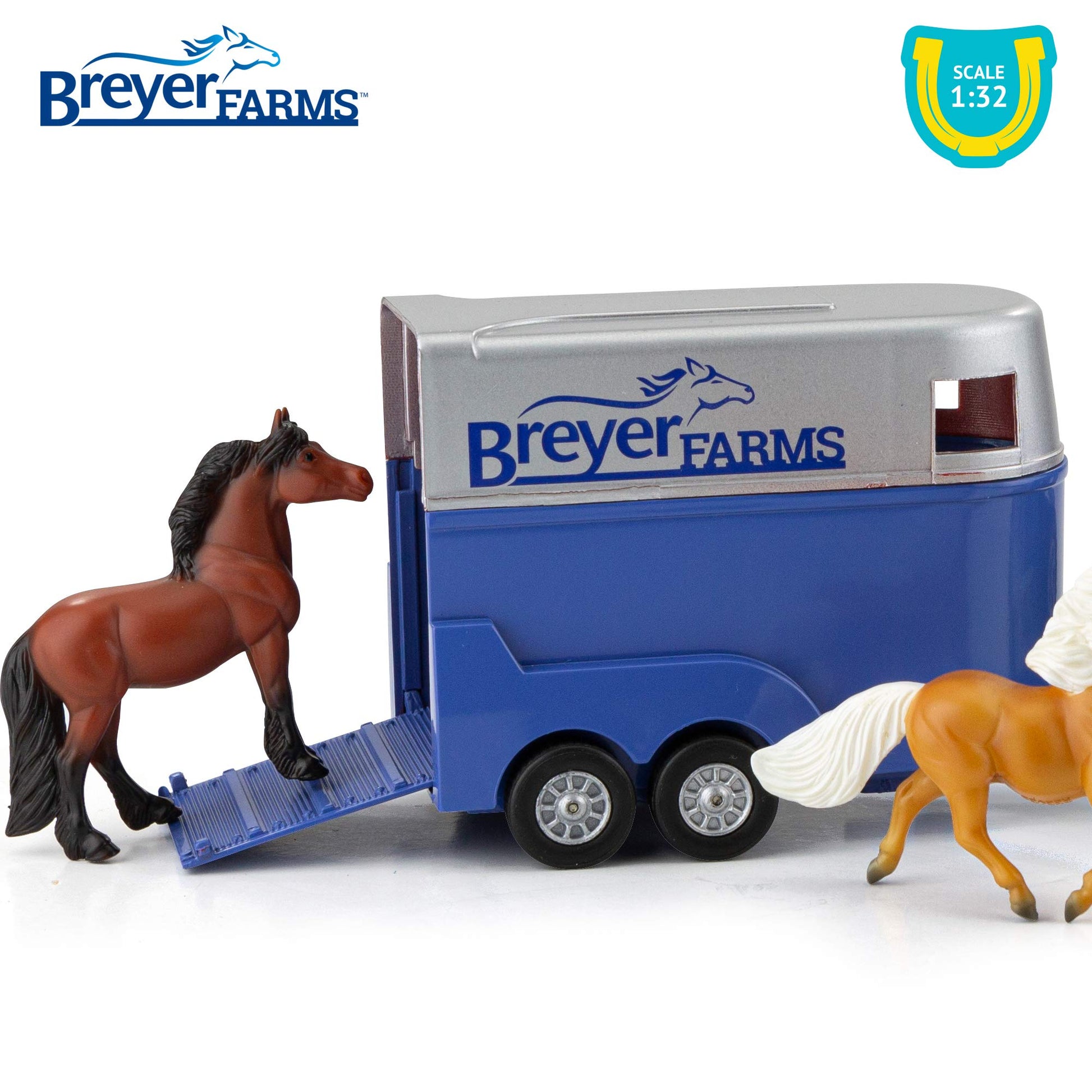 Breyer Horses Farms Land Rover and Tag-a-Long Trailer and Playset | Die Cast | 3.25” H x 10.5” L x 2.5” D | 2 Stablemates Horses Included | 1:32 Scale