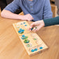 Elbow Room Games Mancala Set, Folding Wooden Board with 48 Glass Stones in Blue, Green, and White, Portable Travel Design, Classic Strategy Game for 2