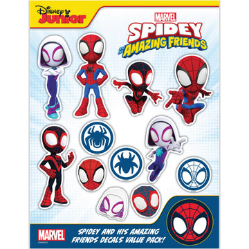 Marvel Spidey and His Amazing Friends Decals - Set of 12 Spidey, Spin, Ghost Spider Vinyl Stickers for Car Water Bottle Bike Helmet Laptop Skateboard