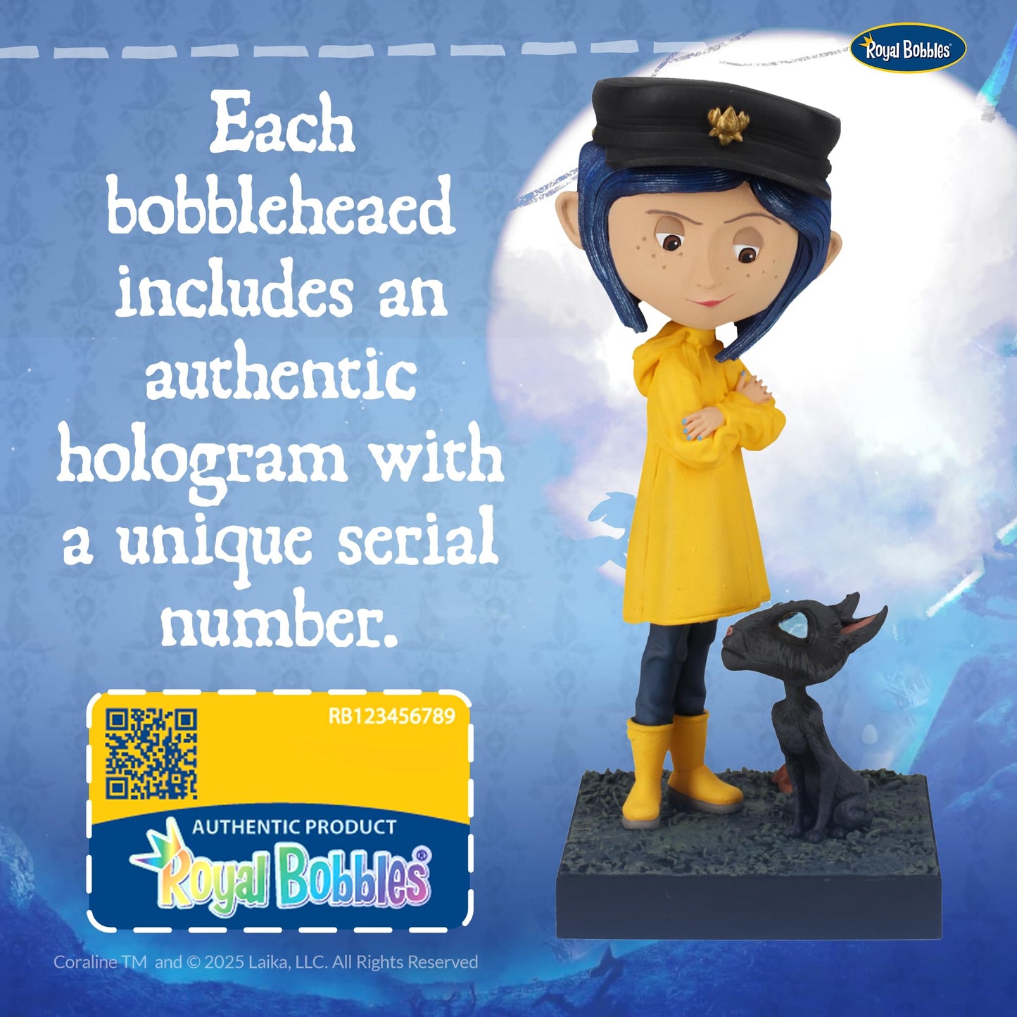 Royal Bobbles Coraline with The Cat - 6.5 Inches Tall - Collectible Bobblehead Statue