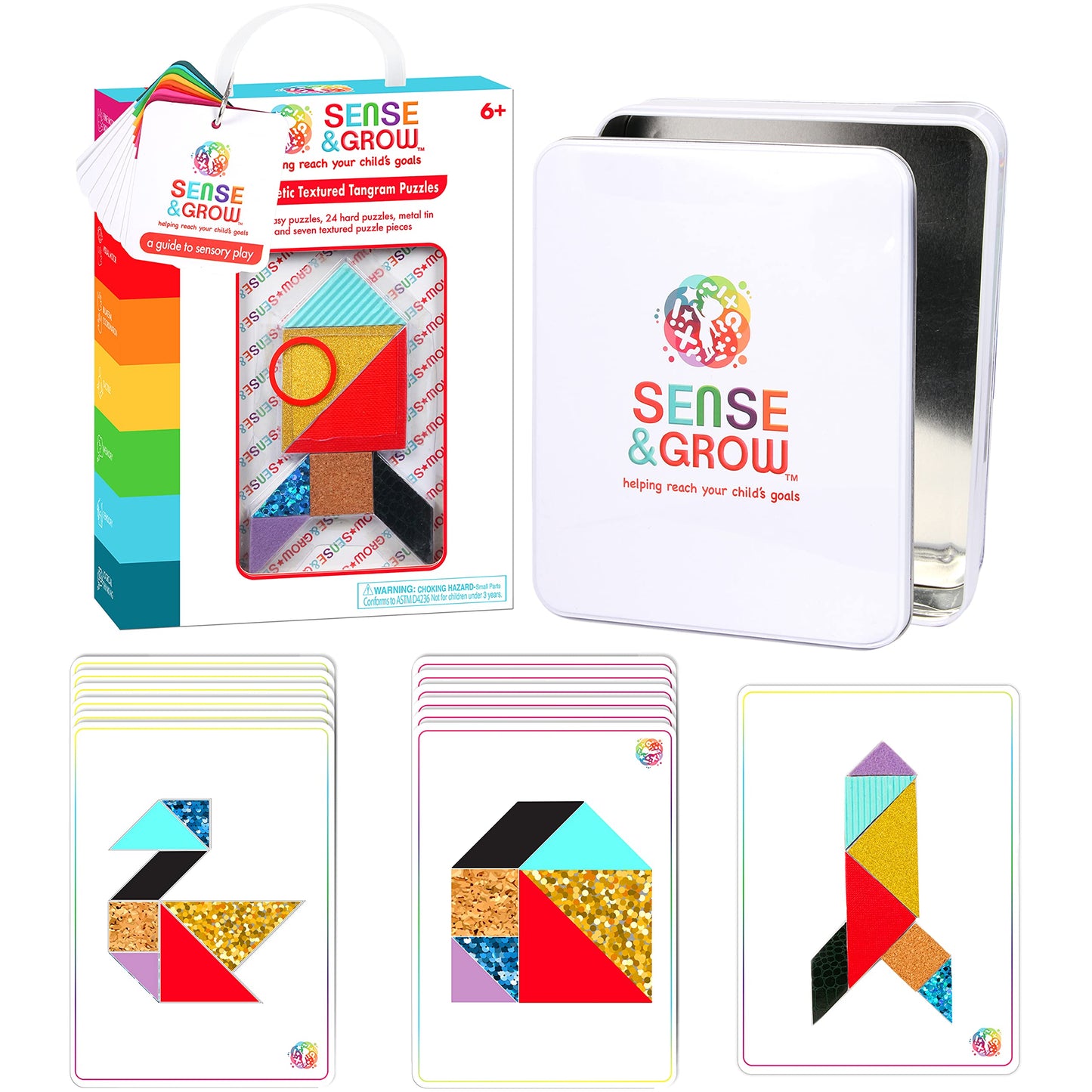 Sense & Grow Kids Unique Textured Tangram Puzzle, Age 6+