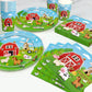 Farm Animal Birthday Party Decorations Farm Plates Tableware Barnyard Farm Birthday Party Supplies Serves 25 Farm Themed Cups, Farm Animal Napkins Red
