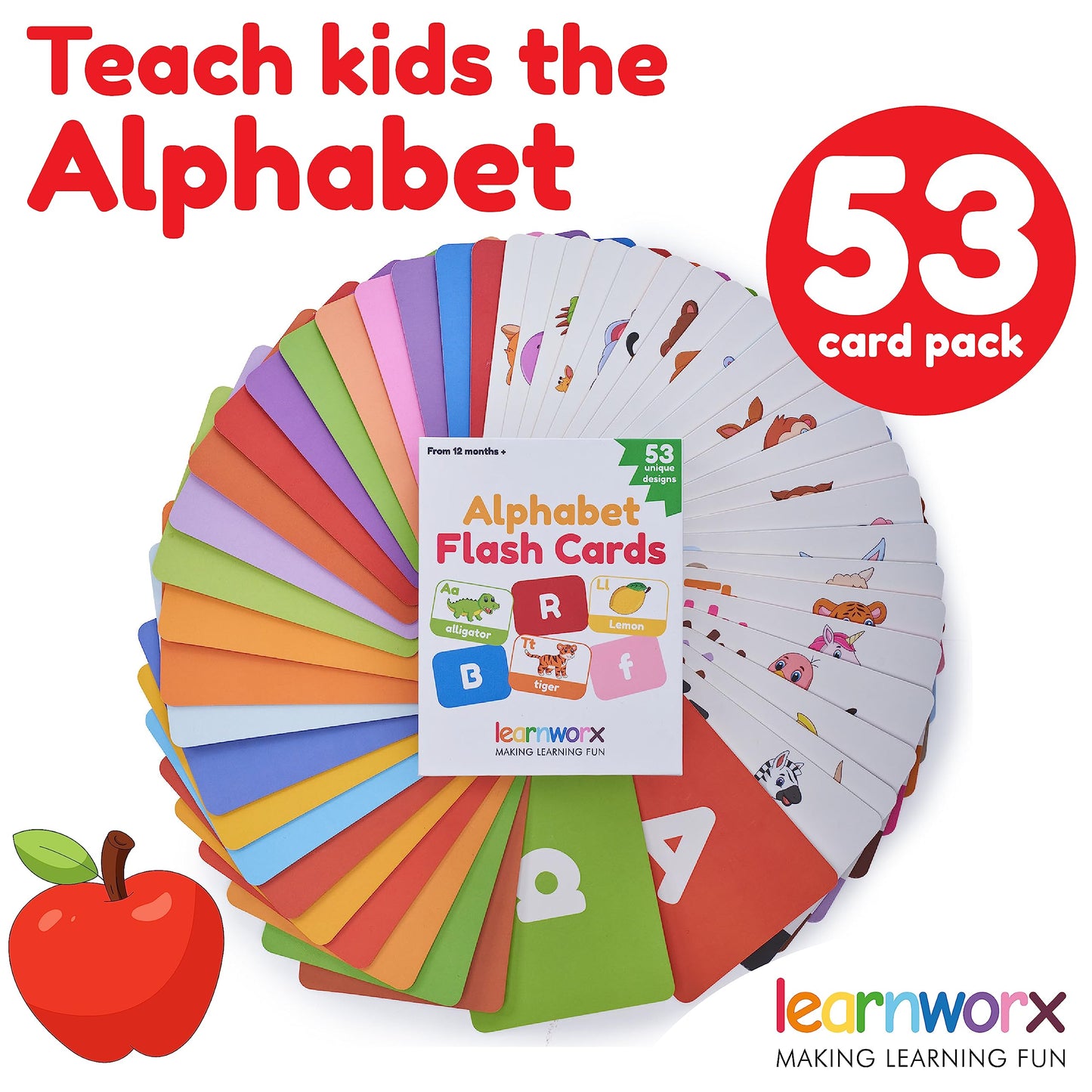 Alphabet Flash Cards for Toddlers | Award-Winning | 52 ABC Flashcards for Baby & Kids|ABC Cards Kindergarten | Large Upper and Lower Case | Large A-Z